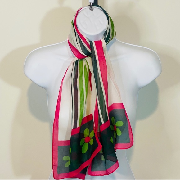 Rectangle Flower & Striped Rectangular Scarf - Picture 8 of 12